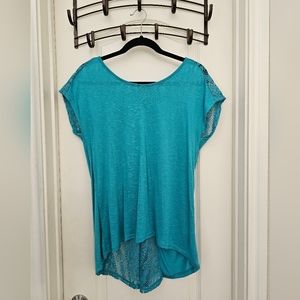Eyelash Couture Teal Lace-back Top